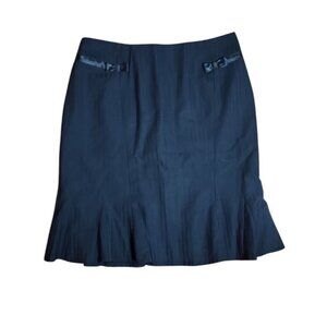 INC International Concepts Solid Black Zip Back Bow Detail Skirt Womens Size 8